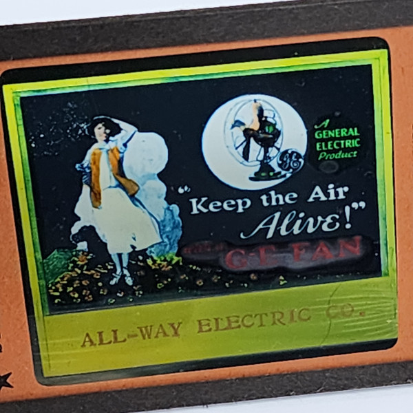 Antique General Electric G.E. Fan All-Way Electric Co. Glass Magic Lantern Slide