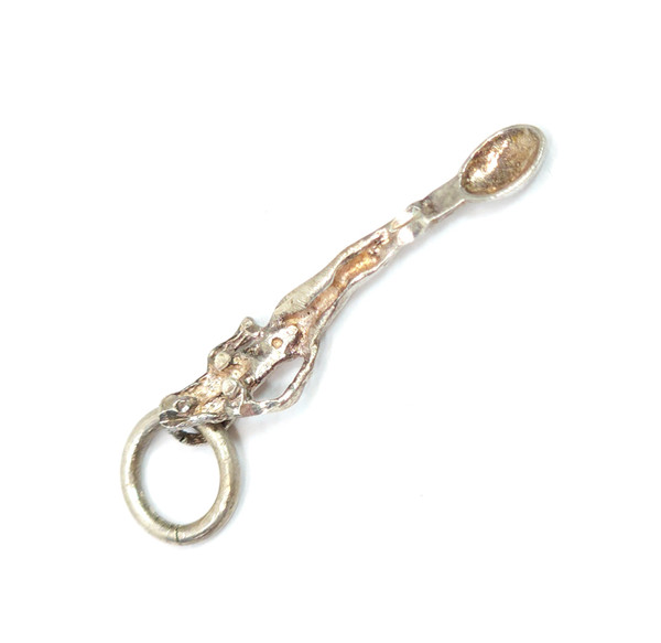 Vintage Retro Sterling Silver Figural Nude Woman Coke Spoon Pendant Charm