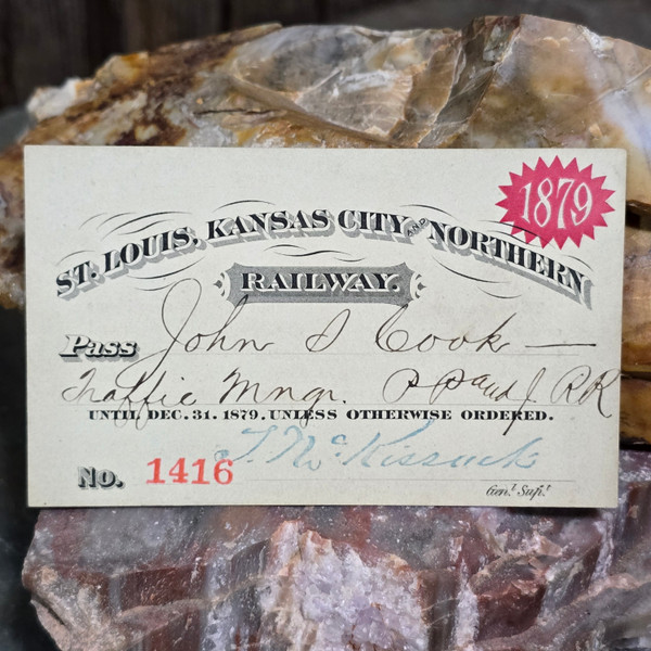 1879 St. Louis, Kansas City & Northern Railway Yearly Train Ticket Pass Card