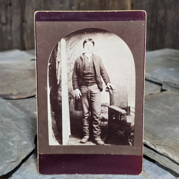 Oddly Cropped Antique Cabinet Card Photograph Teen Boy Will Clark Weird Photo