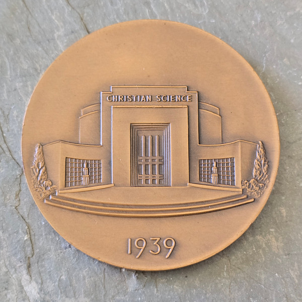 1939 New York World's Fair Christian Science Building Bronze Medal Large Token