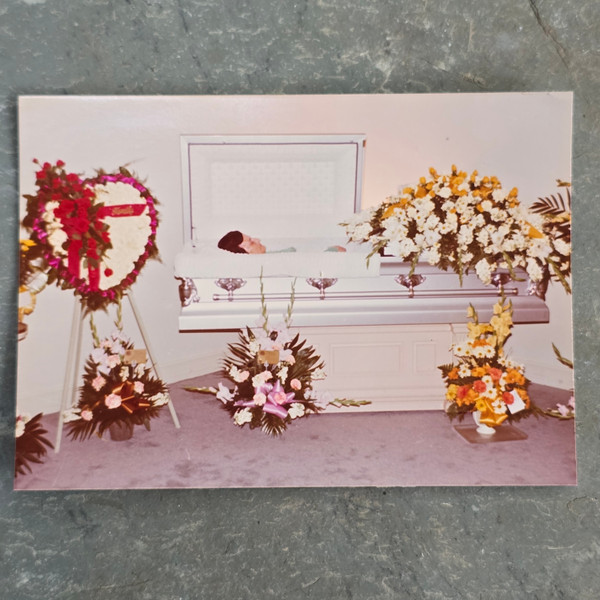 1974 Vintage Postmortem Photograph Identified Lil Raines Funeral Casket Photo