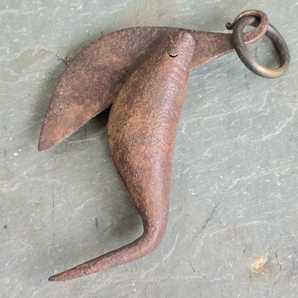 Antique Iron Primitive Folding Steel Chinese Fishing Knife Fisherman Sailor Fish