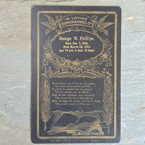 1914 George W. Phillips Death Remembrance Funeral Memorial Cabinet Card