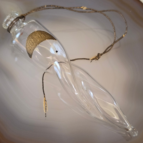 Scarce Antique Handmade Holman Perfume Handblown Glass Horn Shaped Bottle