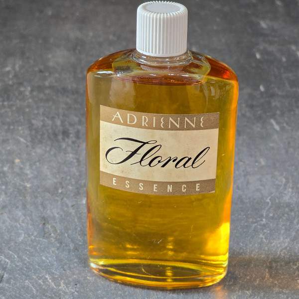 NOS Adrienne Floral Essence Full Vintage Glass Perfume Bottle 4 oz. Scent