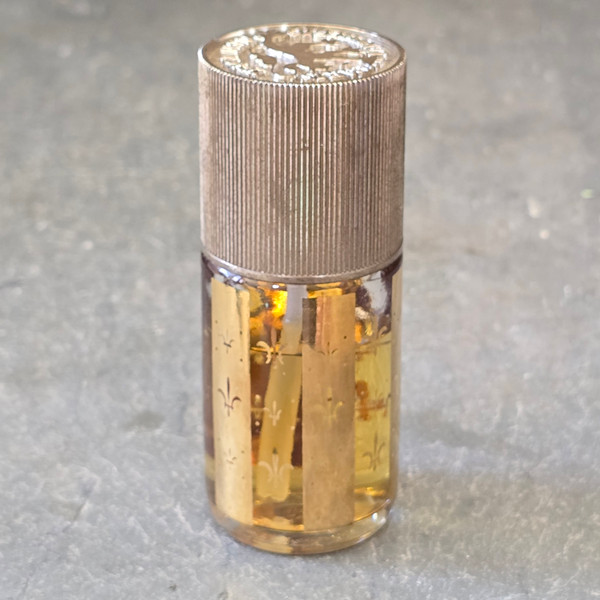 Vintage Lentheric Tweed Gilt Glass Perfume Bottle Spray Scent Mostly Full