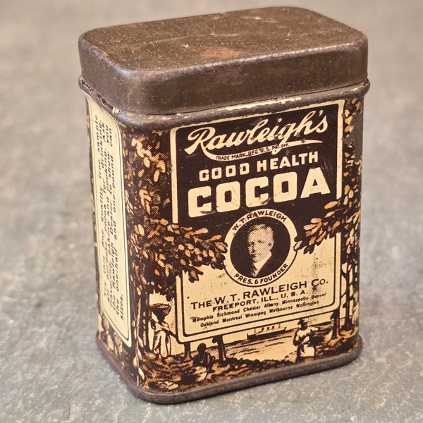 Rawleigh's Good Health Cocoa Antique Sample Size Advertising Tin Box Canister Rawleigh's Good Health Cocoa Antique Sample Size Advertising Tin Box Canister