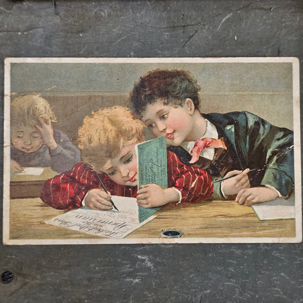Antique Spencerian Pen Co. Steel Pens Advertising Victorian Trade Card School Antique Spencerian Pen Co. Steel Pens Advertising Victorian Trade Card School