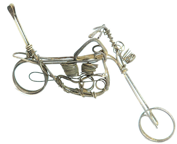 Vintage Wire Chopper Motorcycle Shaped Figural Roach Clip Harley Davidson V-Twin