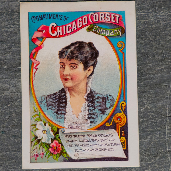 Adelina Patti Opera Singer Chicago Corset Company Antique Victorian Trade Card Adelina Patti Opera Singer Chicago Corset Company Antique Victorian Trade Card