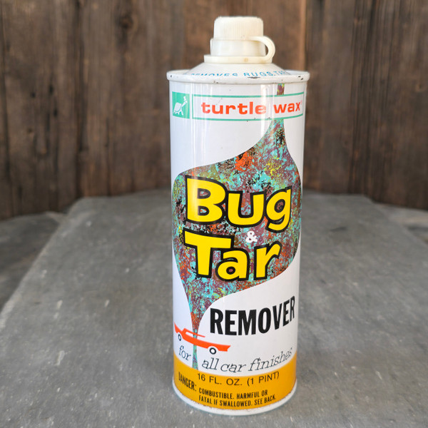 Vintage Turtle Wax Bug & Tar Remover Car Cleaner Advertising Tin Can Part Full