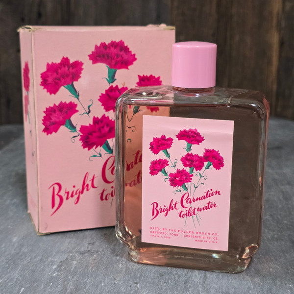 Bright Carnation Toilet Water NOS Full Perfume Bottle in Original Box 8 oz
