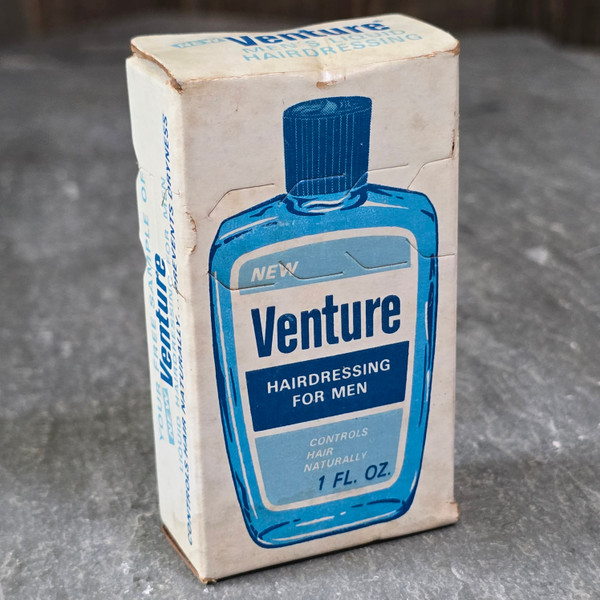 Vintage Venture Hairdressing for Men NOS Sealed Sample Bottle & Mailer Box Tonic