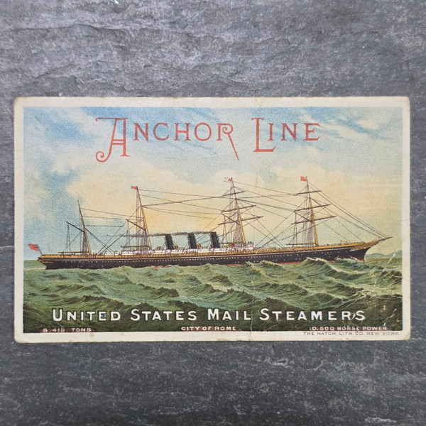 Anchor Line Unites States Mail Steamers Ship Advertising Victorian Trade Card