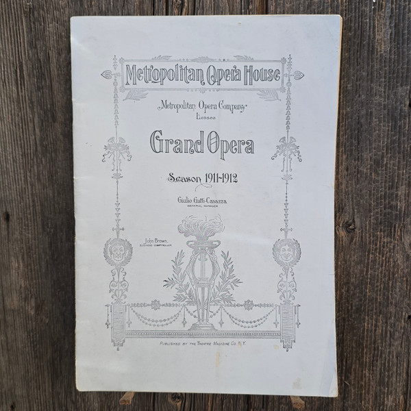 1911-1912 Metropolitan Opera House Grand Opera Program Booklet Playbill Book