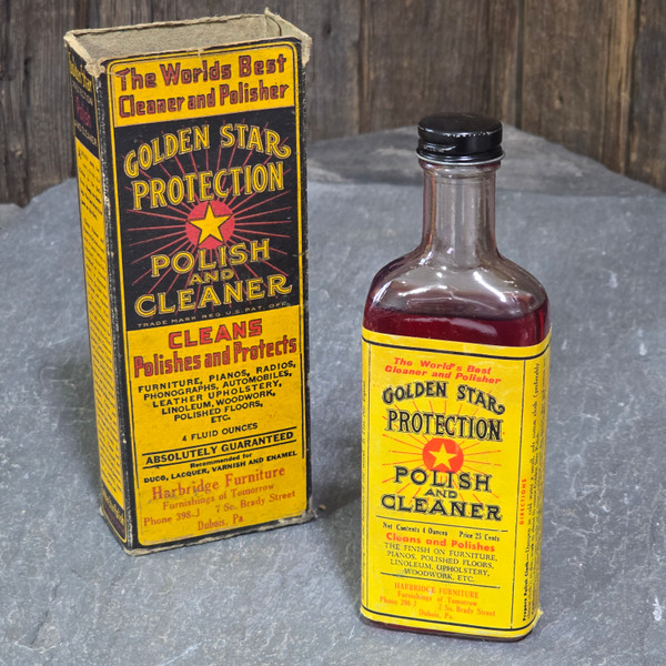 Golden Star Protection Polish and Cleaner NOS Full Glass Bottle in Original Box