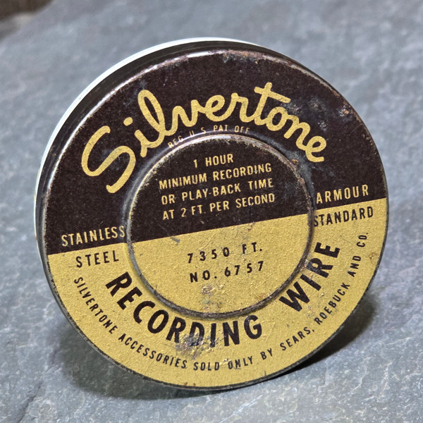 Vintage Sears Silvertone Recording Wire Advertising Tin Can with Contents #6757