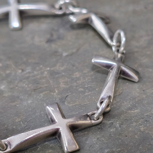 Robert Lee Morris RLM Studio Sterling Silver Cross Link Bracelet Crucifix .925