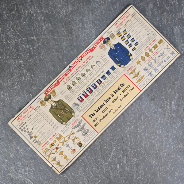 World War II Era Military Ink Blotter Advertising Lederer Iron & Steel Cleveland