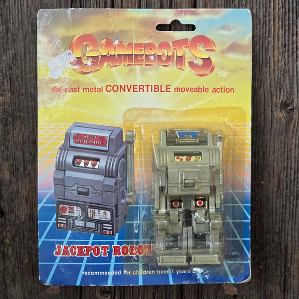 1980's Vintage Gamebots Jackpot Robot Transformer Toy Slot Machine NOS on Card