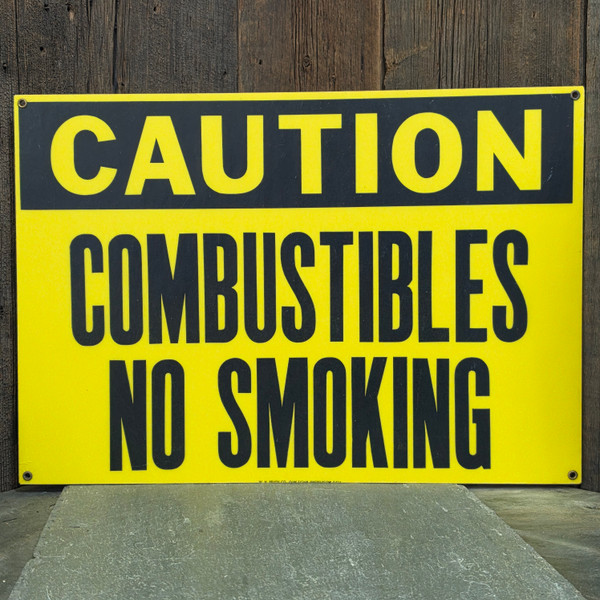 Caution Combustibles No Smoking Fiber Vintage Brady Factory Safety Warning Sign