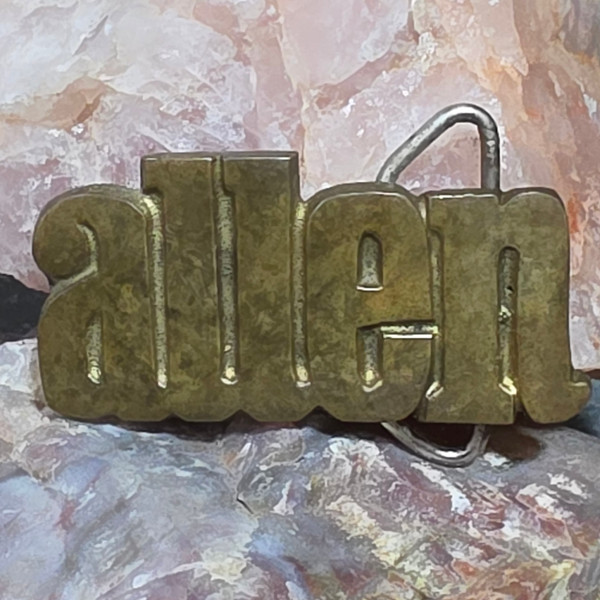 Vintage Solid Brass Figural "ALLEN" Name Word Letters Personalized Belt Buckle