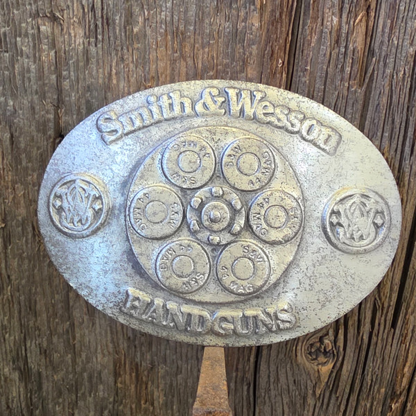 1989 Smith & Wesson Handgun Advertising Bergamot Vintage Belt Buckle .44 Bullets