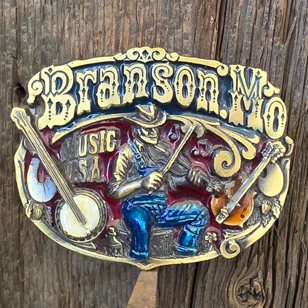 1985 Vintage Branson, Missouri Fiddle Player Country Music Themed Belt Buckle