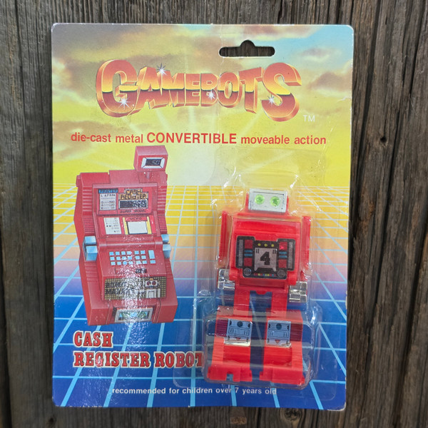1980s Vintage Gamebots Cash Register Robot Transformer Toy Slot Machine NOS Card