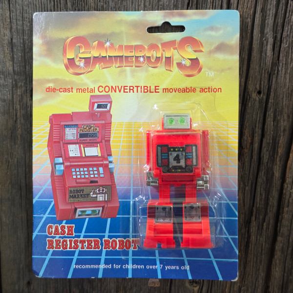 Vintage 1980s Gamebots Cash Register Robot Transformer Toy Slot Machine NOS Card