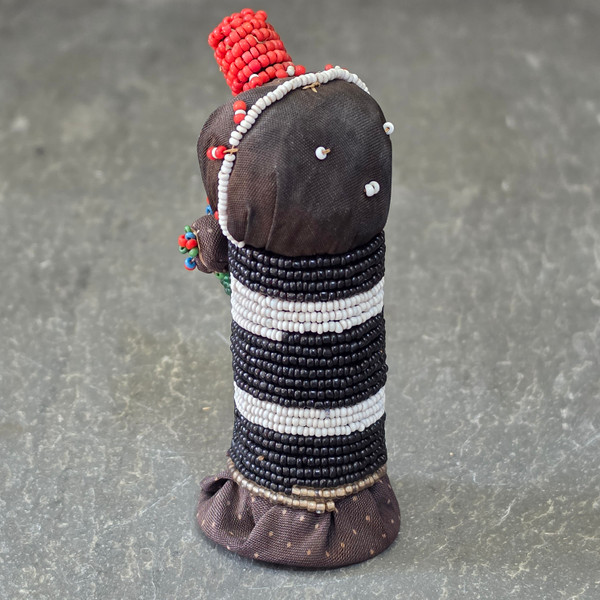 Vintage African Ndebele Beaded Doll 4.5" Umndwana Tribal Folk Art Seed Bead Toy