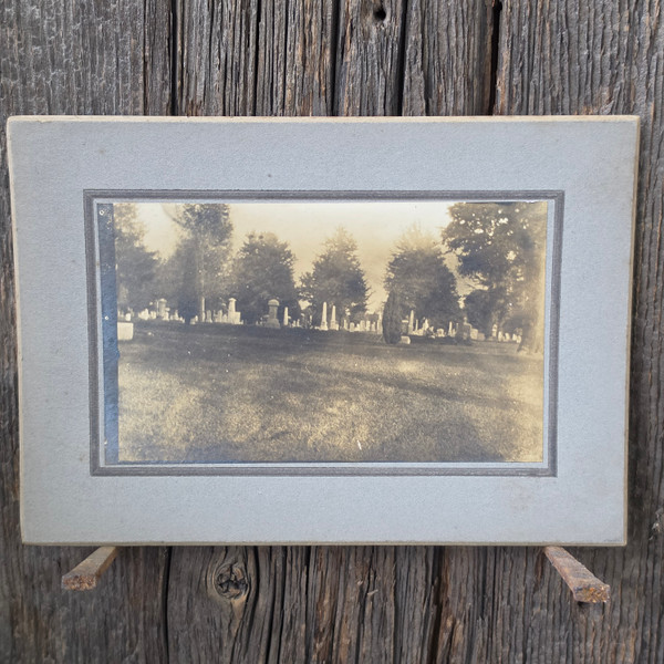 Antique Cabinet Card Sized Boarded Mounted Photo of Cemetery Graves Tombstones