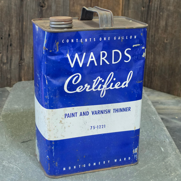 Vintage Montgomery Ward Wards Certified Paint Varnish Thinner Oil Can Tin Gallon