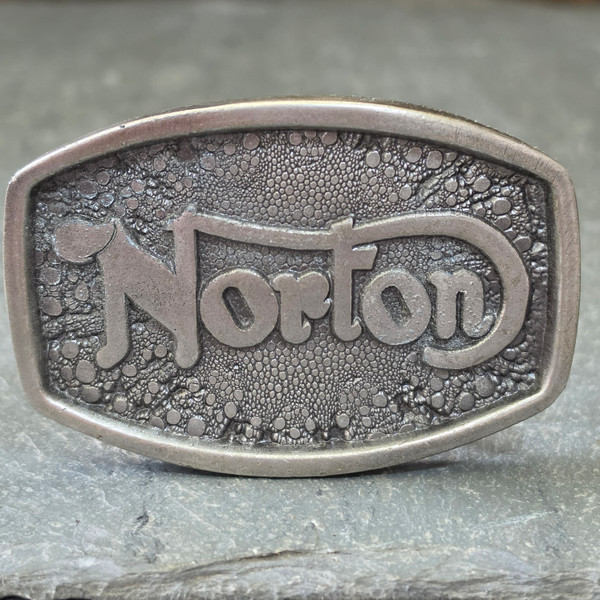 1976 Vintage Norton Motorcycles Advertising Belt Buckle Indiana Metal Craft