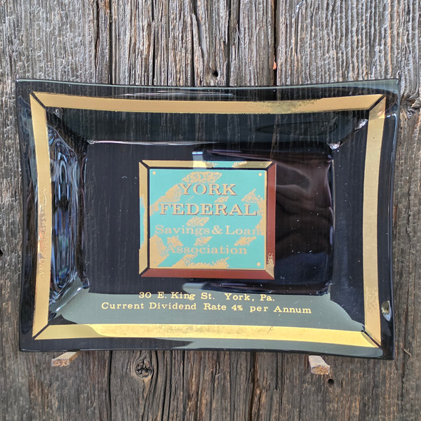 York Federal Savings & Loan Association Bank Advertising Smoke Glass Tray PA