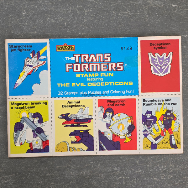Vintage 1984 Transformers Decepticons Stamp Fun Activity Book Marvel Unused NOS