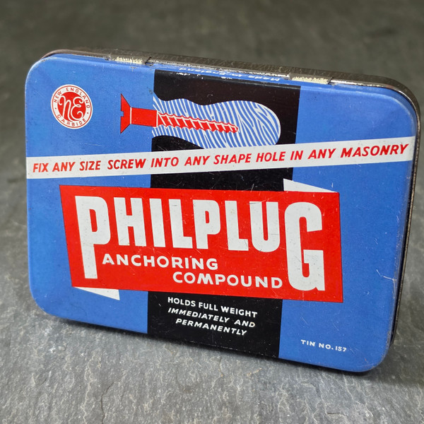 Vintage NOS New England Carbide Philplug Anchoring Compound Advertising Tin Box