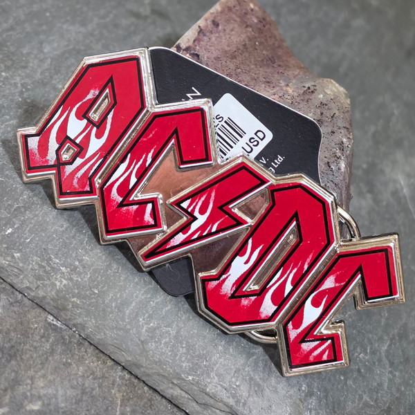 2008 Vintage NOS AC/DC Enameled Rock Band Name Flames Belt Buckle Anthill w/ Tag