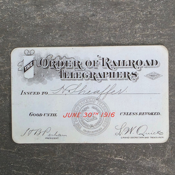 Antique 1917 Order of Railroad Telegraphers Union Card PRR Pennsylvania Railroad