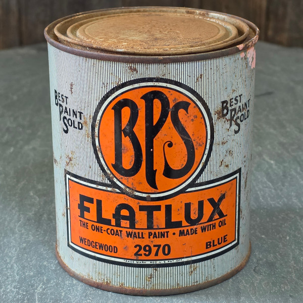 Vintage BPS Flatlux Paint Can Patterson Sargent Quart Wedgewood Blue Advertising
