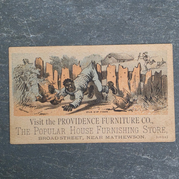 Providence Furniture Co. RI Antique Victorian Trade Card Black Americana Chicken