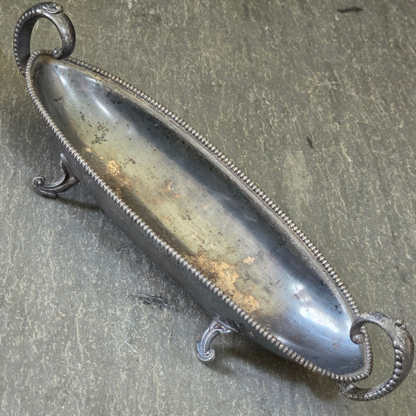 Antique Homan Quadruple Silver Plate Footed Boat Relish Dish Celery 1882-1902