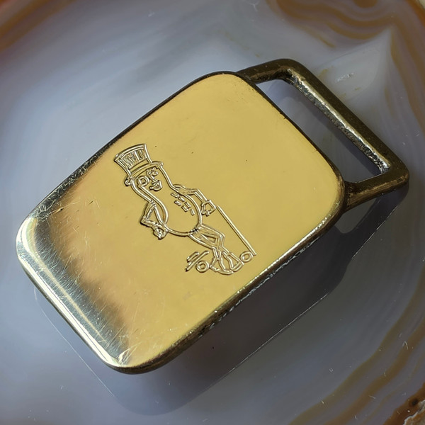 1984 Vintage Brass Mr. Peanut Planters Peanuts Advertising Belt Buckle USA