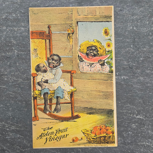 Antique Black Americana Victorian Trade Card Alden Fruit Vinegar Stone Co VA Watermelon Eater