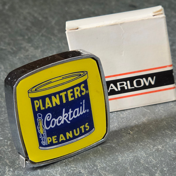 Vintage Planters Cocktail Peanuts Mr Peanut Barlow Pocket Tape Measure In Box
