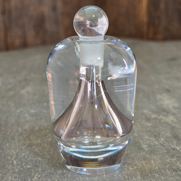 Vintage Orrefors Sweden Heavy Clear Art Glass Perfume Bottle Scent Stopper