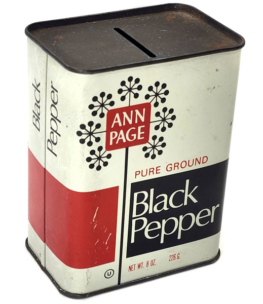 Vintage Ann Page Black Pepper Figural Advertising Spice Can Tin A&P Change Bank