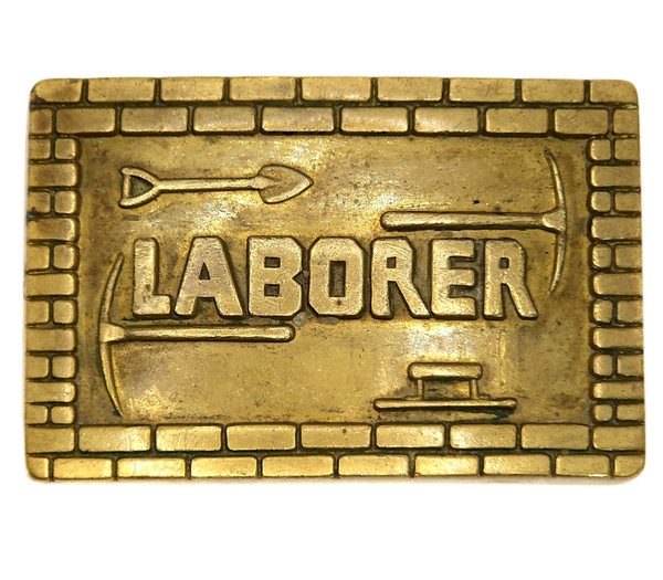 1978 Vintage Laborer Baron Brass Working Man Blue Collar Tools Belt Buckle