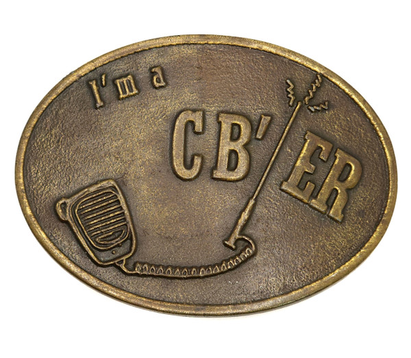 Retro Vintage I'm A CB'er Brass Tone Trucker C.B. Radio Themed Belt Buckle